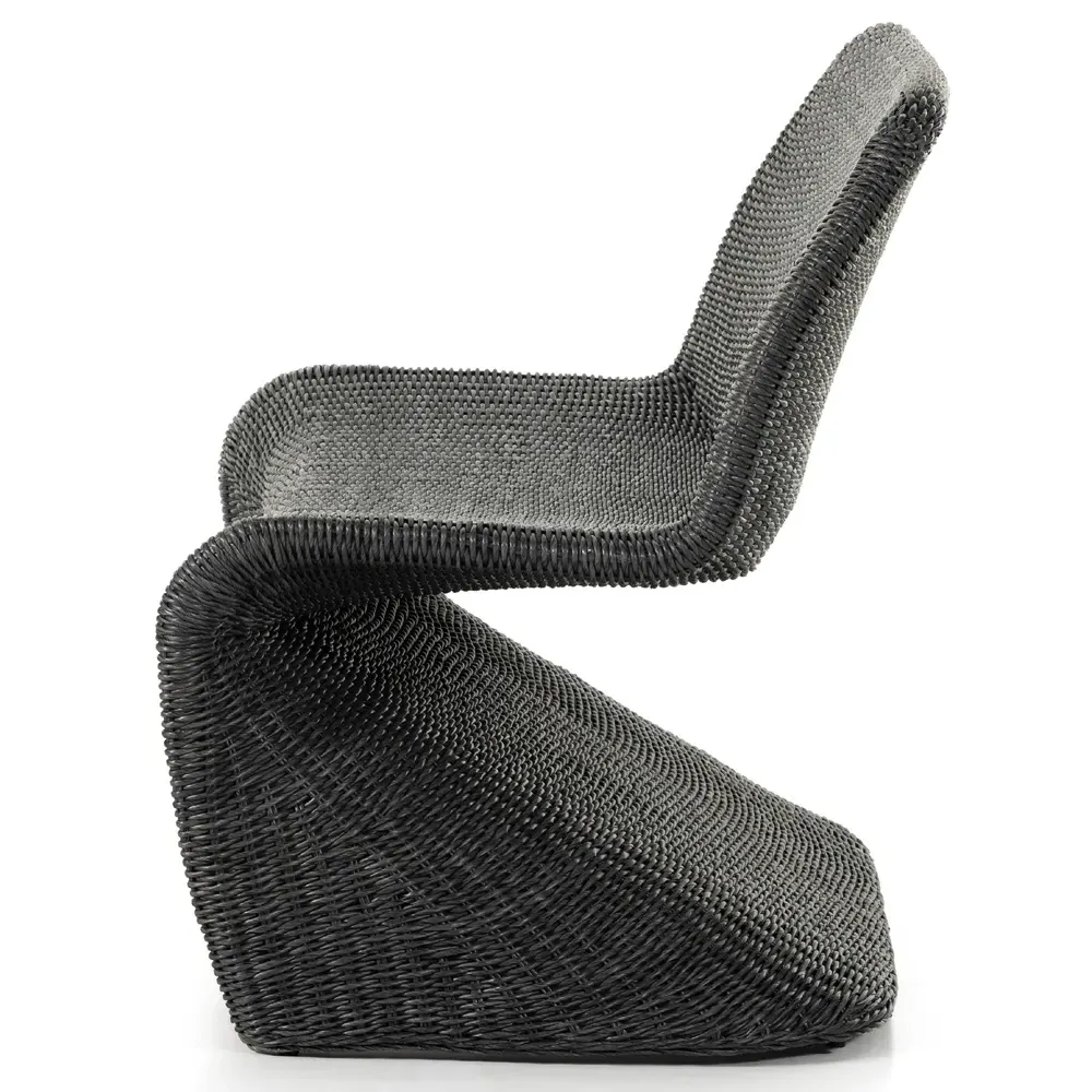 Ivanna Woven Wicker Outdoor Dining Bench - Black