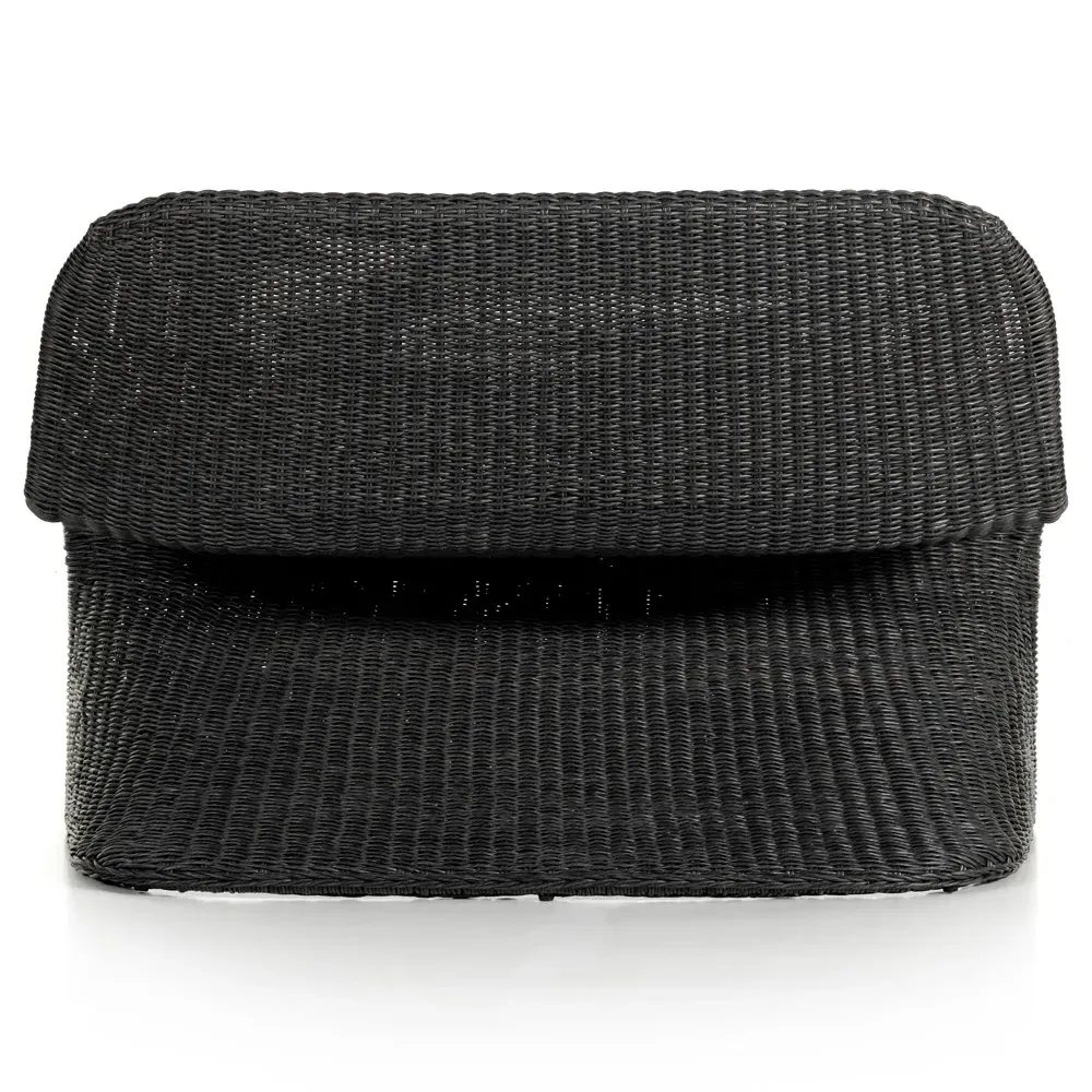 Ivanna Woven Wicker Outdoor Dining Bench - Black