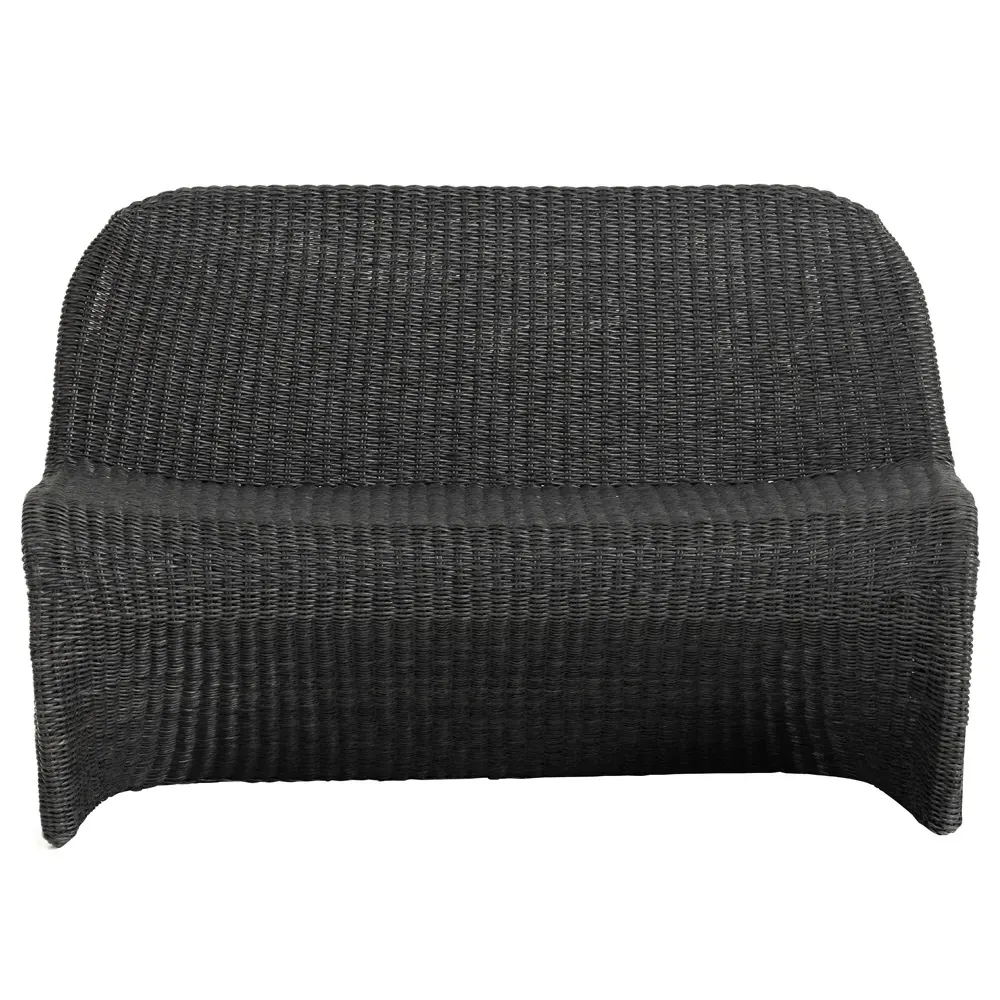 Ivanna Woven Wicker Outdoor Dining Bench - Black