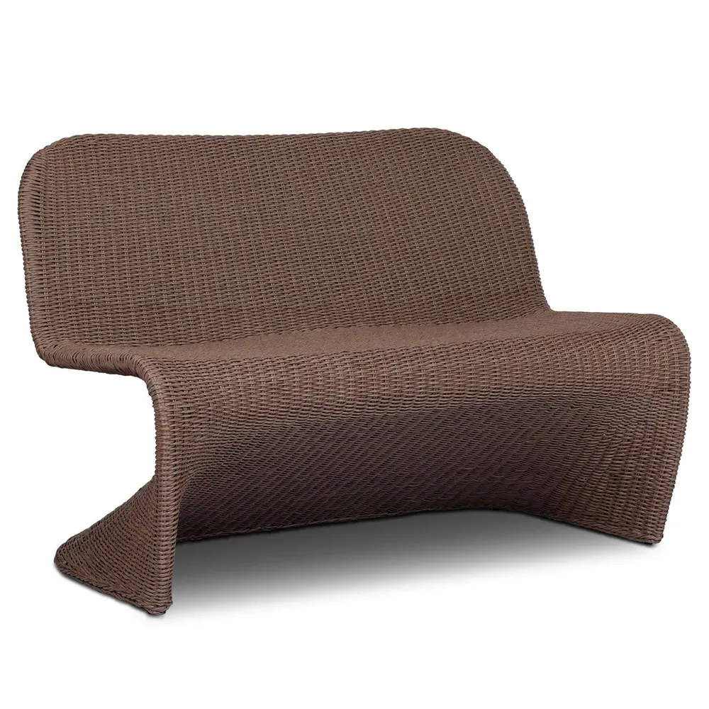 Ivanna Woven Wicker Outdoor Dining Bench - Dark Brown