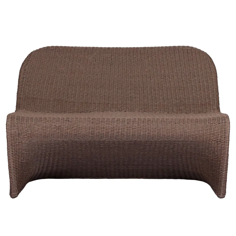 Ivanna Woven Wicker Outdoor Dining Bench - Dark Brown