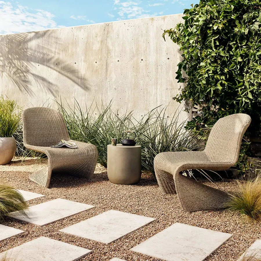 Ivanna Woven Wicker Outdoor Lounge Chair - Beige