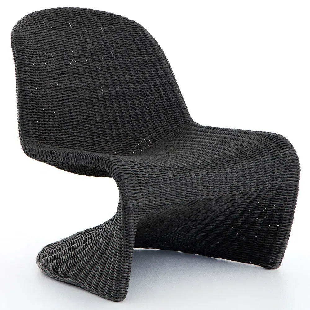 Ivanna Woven Wicker Outdoor Lounge Chair - Black