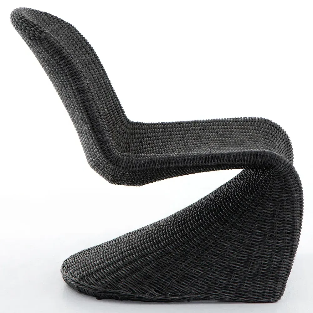 Ivanna Woven Wicker Outdoor Lounge Chair - Black