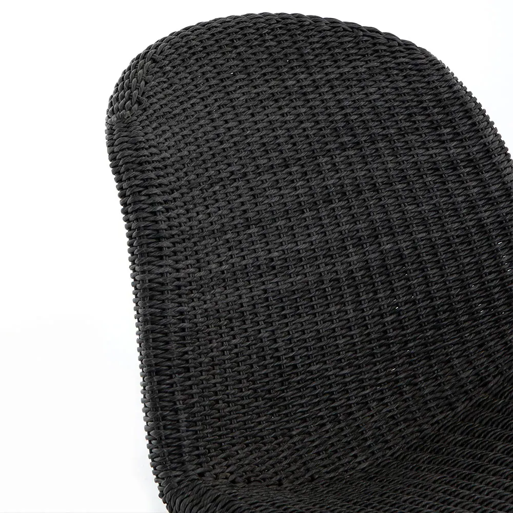 Ivanna Woven Wicker Outdoor Lounge Chair - Black