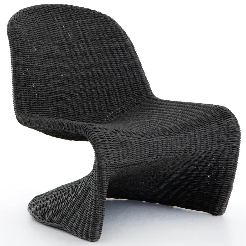 Ivanna Woven Wicker Outdoor Lounge Chair - Black
