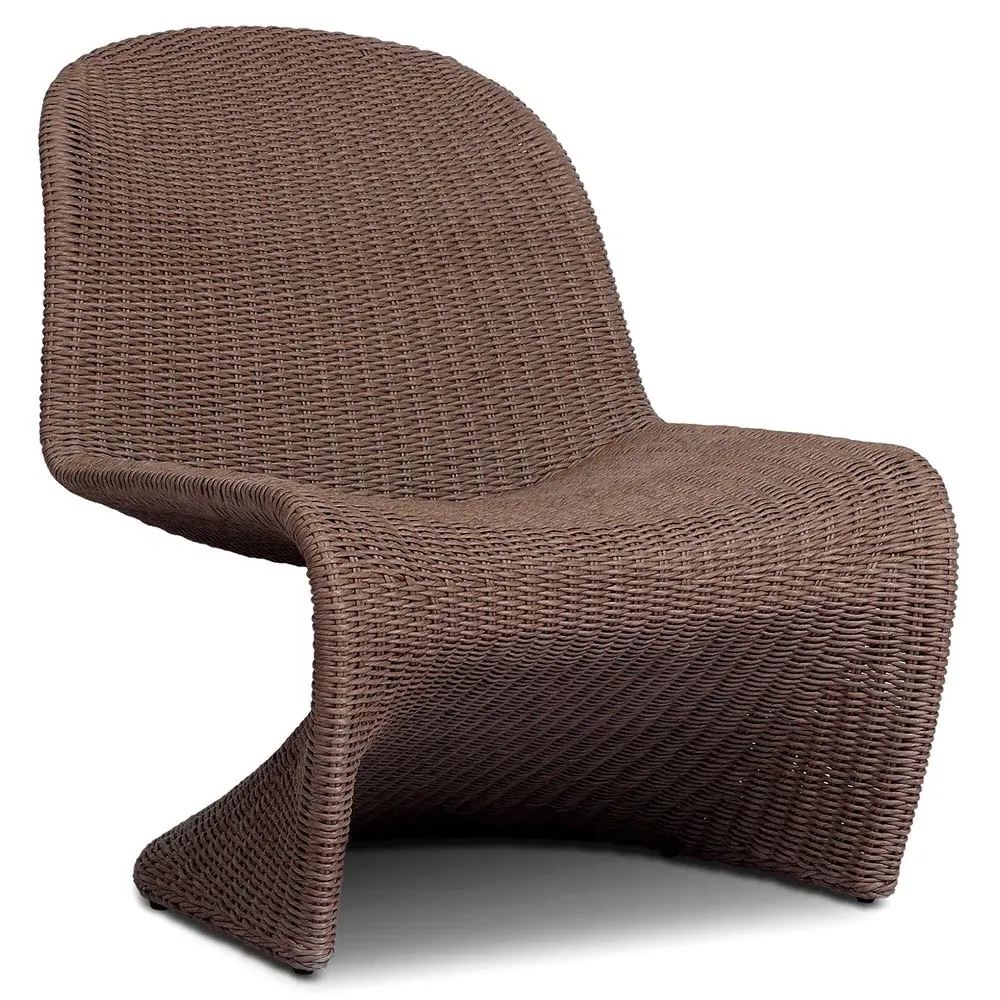 Ivanna Woven Wicker Outdoor Lounge Chair - Dark Brown