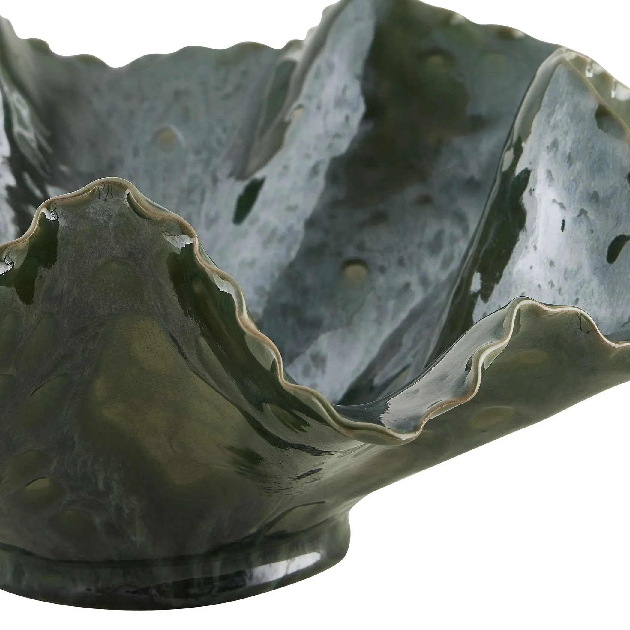 Iverson Ruffle Decorative Bowl - Green, Earthenware