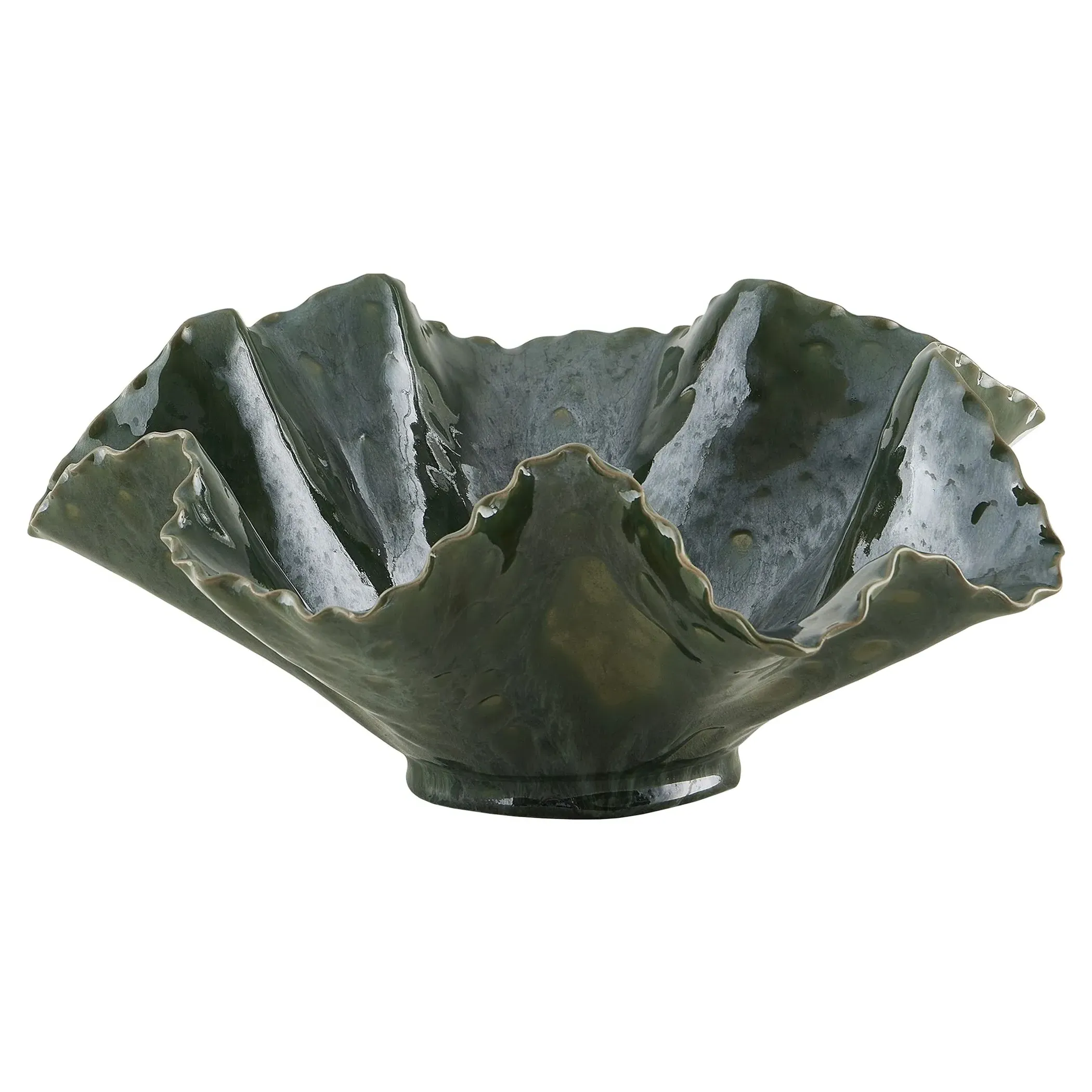 Iverson Ruffle Decorative Bowl - Green, Earthenware image