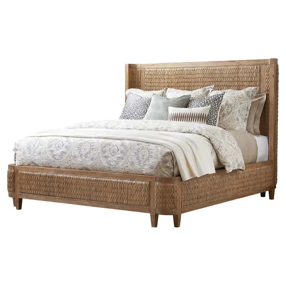 Ivory Coastal Beach King Size Bed - Brown, Oak