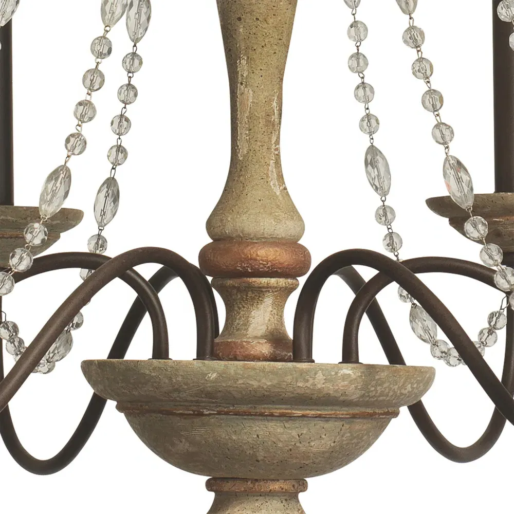 Ivy Crystal Beads Candle Style Chandelier - White, Dark Brown