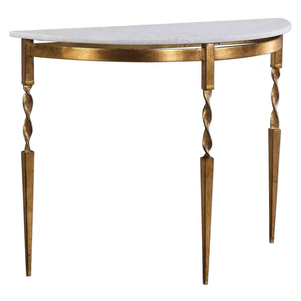 Ivy Demilune Console Table - White, Marble