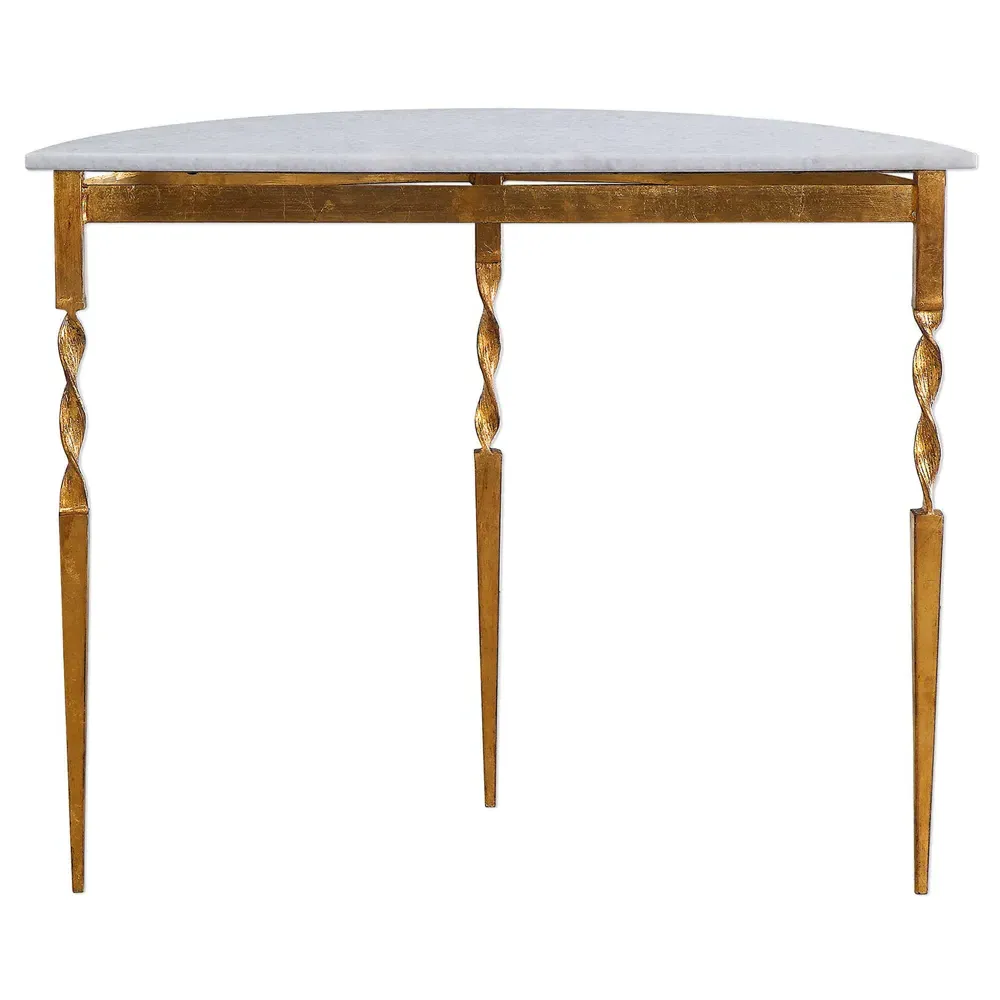 Ivy Demilune Console Table - White, Marble