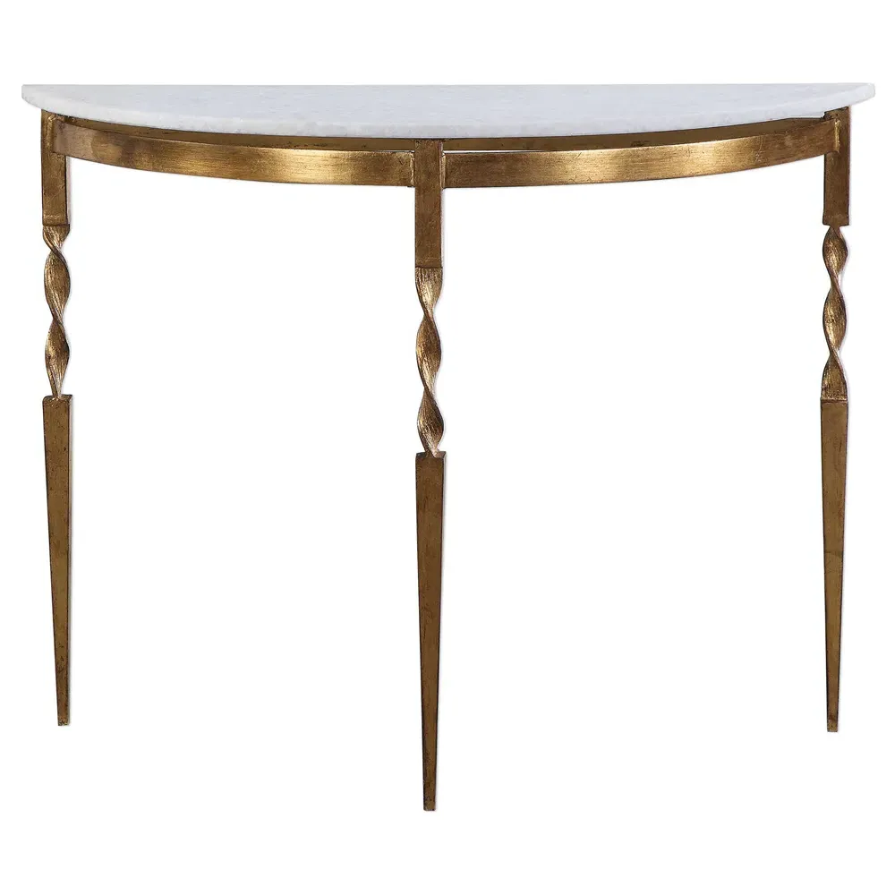 Ivy Demilune Console Table - White, Marble image