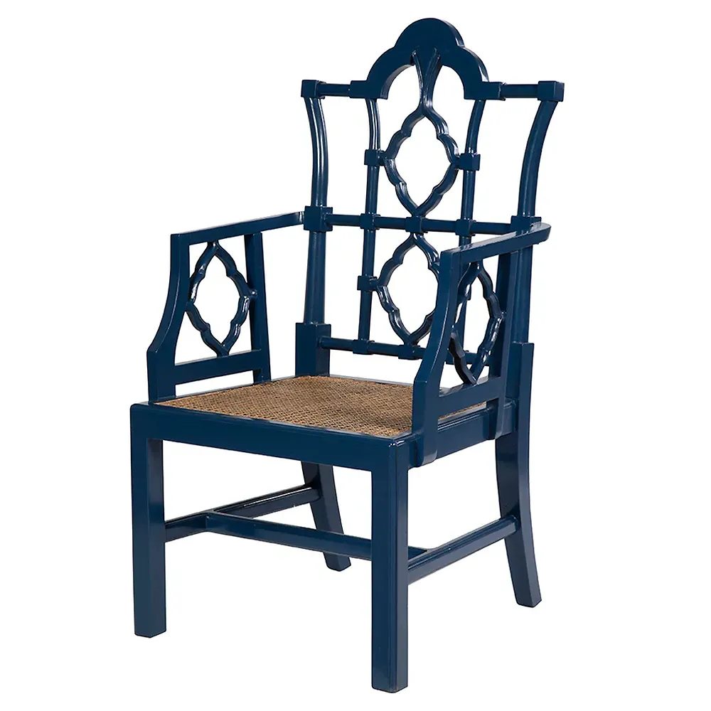 Ivy Dining Arm Chair - Blue, Mahogany
