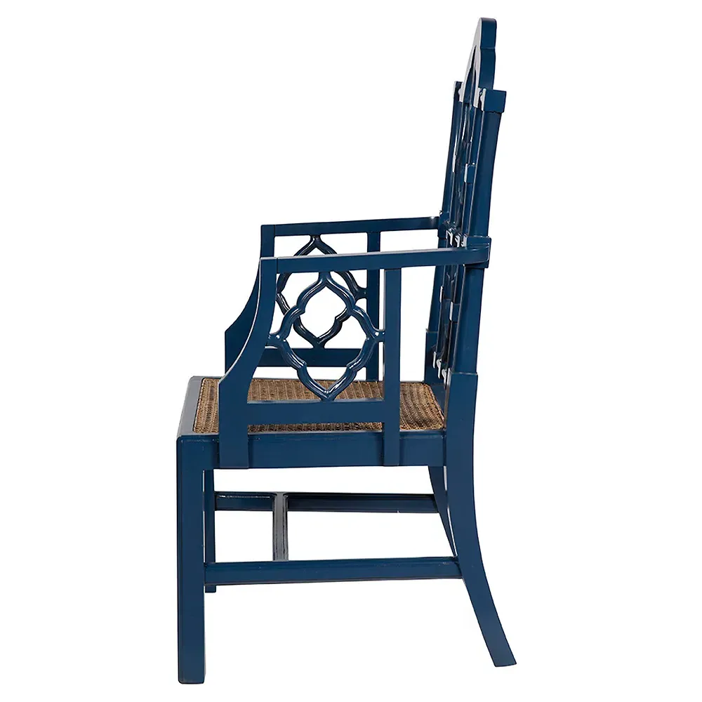 Ivy Dining Arm Chair - Blue, Mahogany