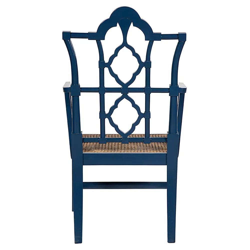 Ivy Dining Arm Chair - Blue, Mahogany