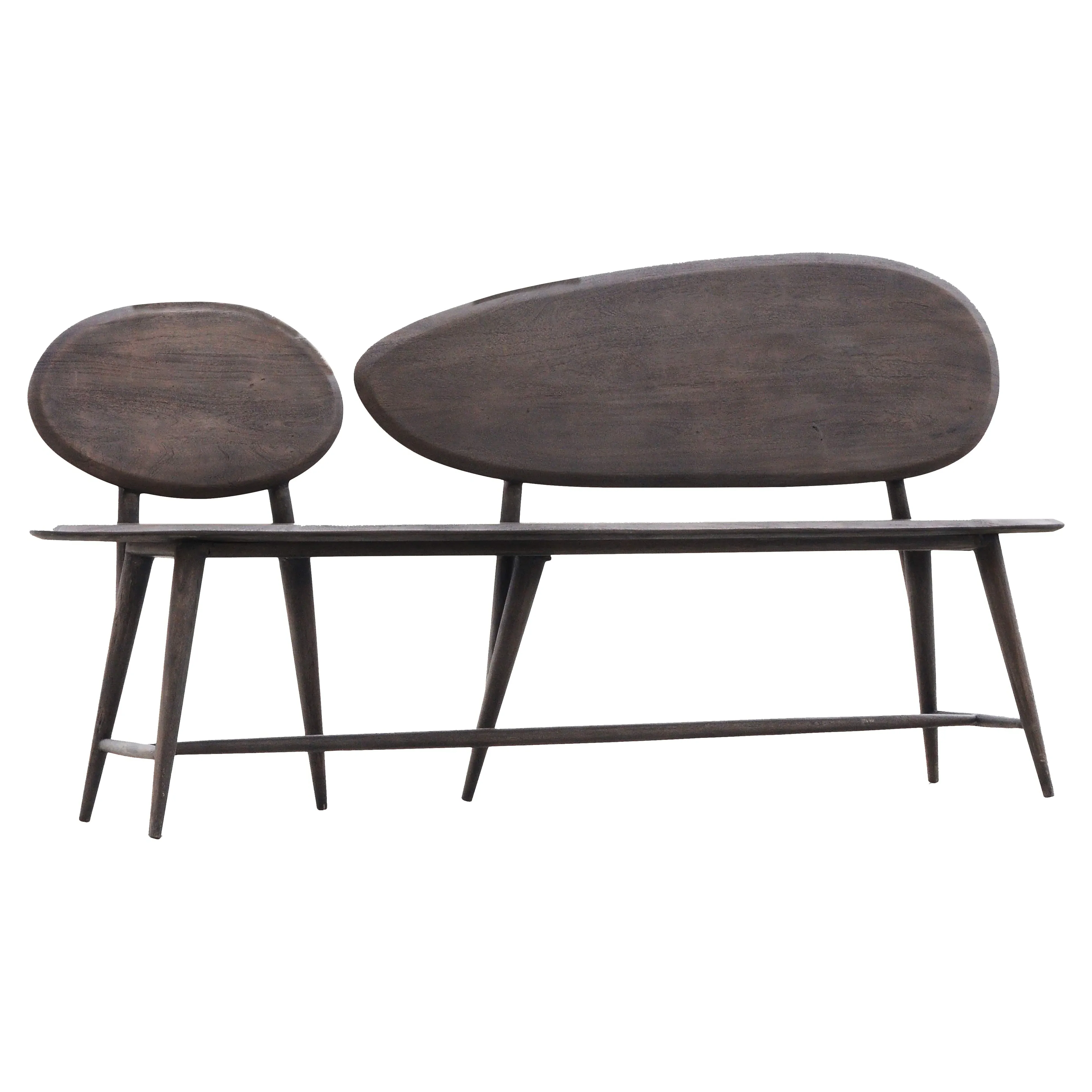 Ivy Oval Back Bench - Grey, Acacia Wood image