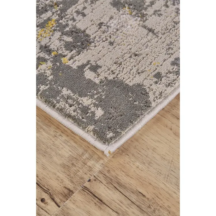 Ivy Patterned Rug - Gold, Birch Grey