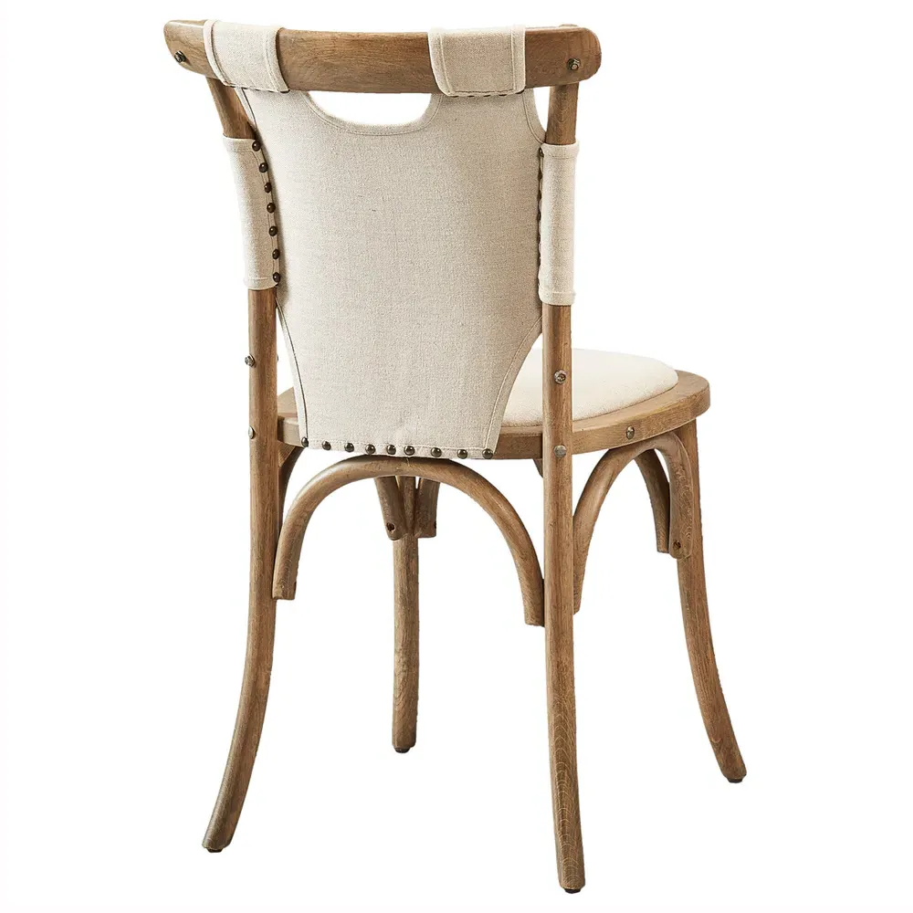 Iyla Side Chair with Nailhead Trim - Beige, Oak