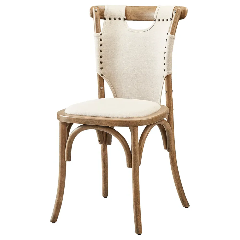 Iyla Side Chair with Nailhead Trim - Beige, Oak image