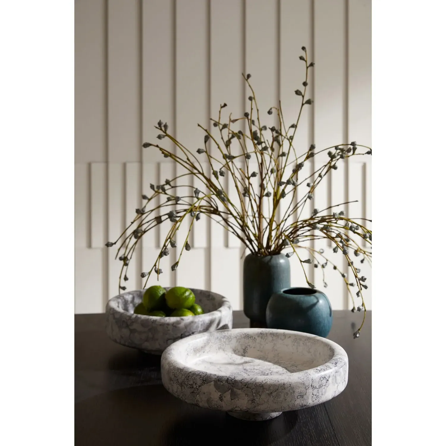 Izzy Ceramic Glazed Centerpiece Set of 2 - Grey