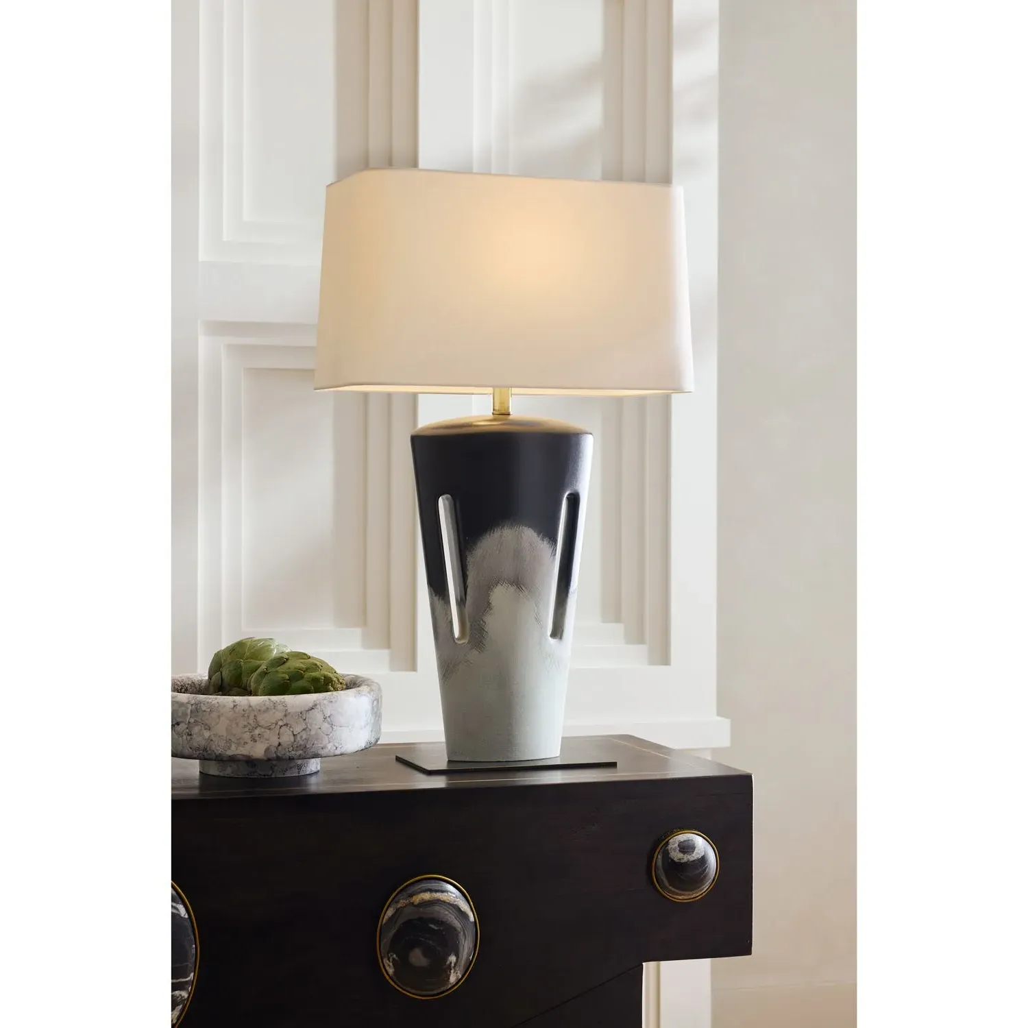 Izzy Ceramic Glazed Centerpiece Set of 2 - Grey