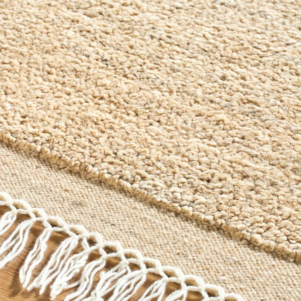 Izzy Solid Rug - Beige, Wool