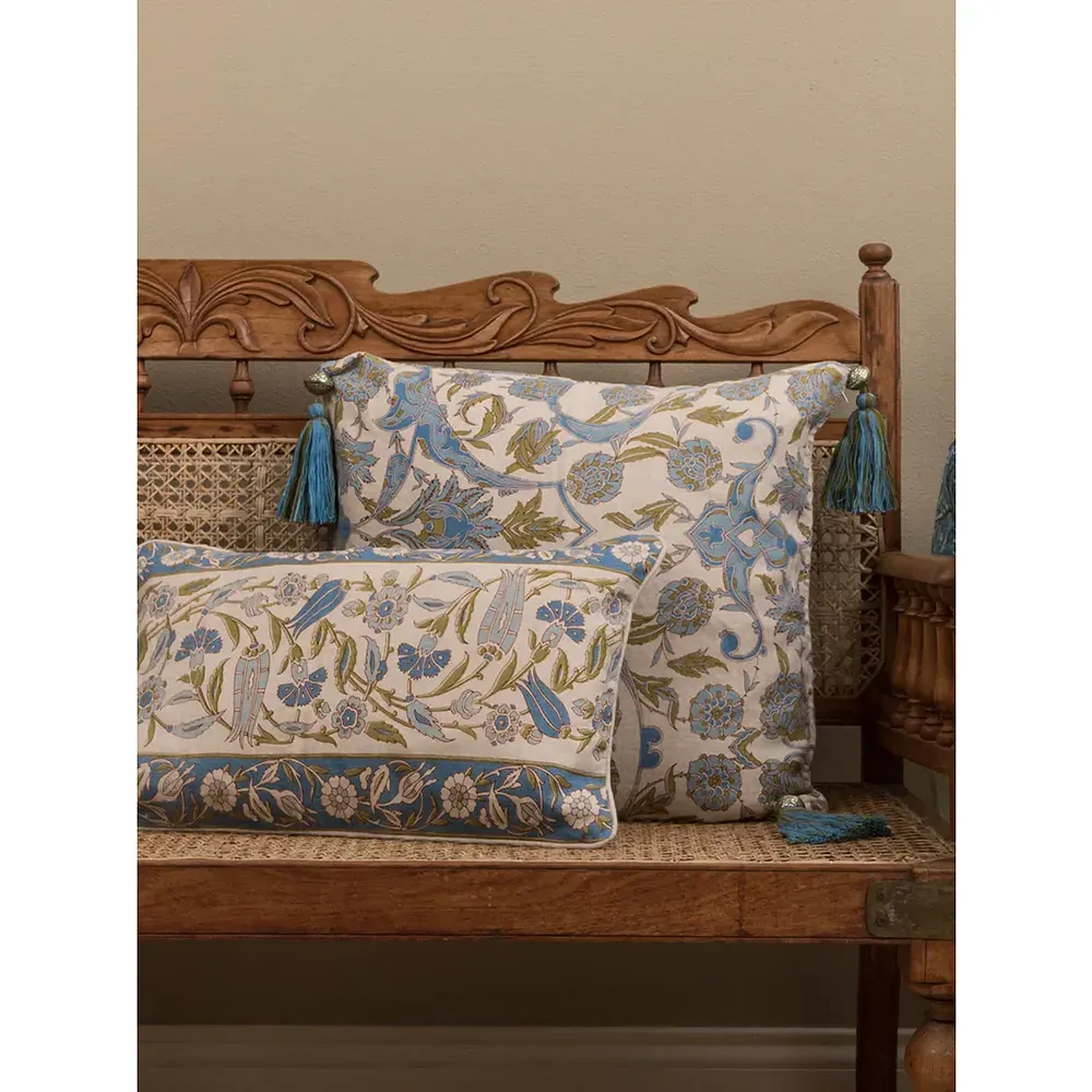 Jace Lumbar Pillow Cover - Blue, Linen