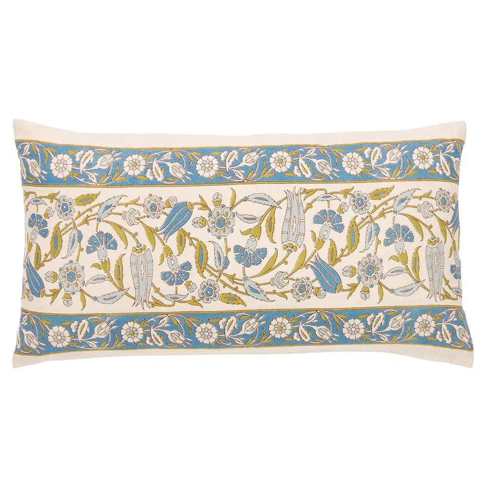 Jace Lumbar Pillow Cover - Blue, Linen image