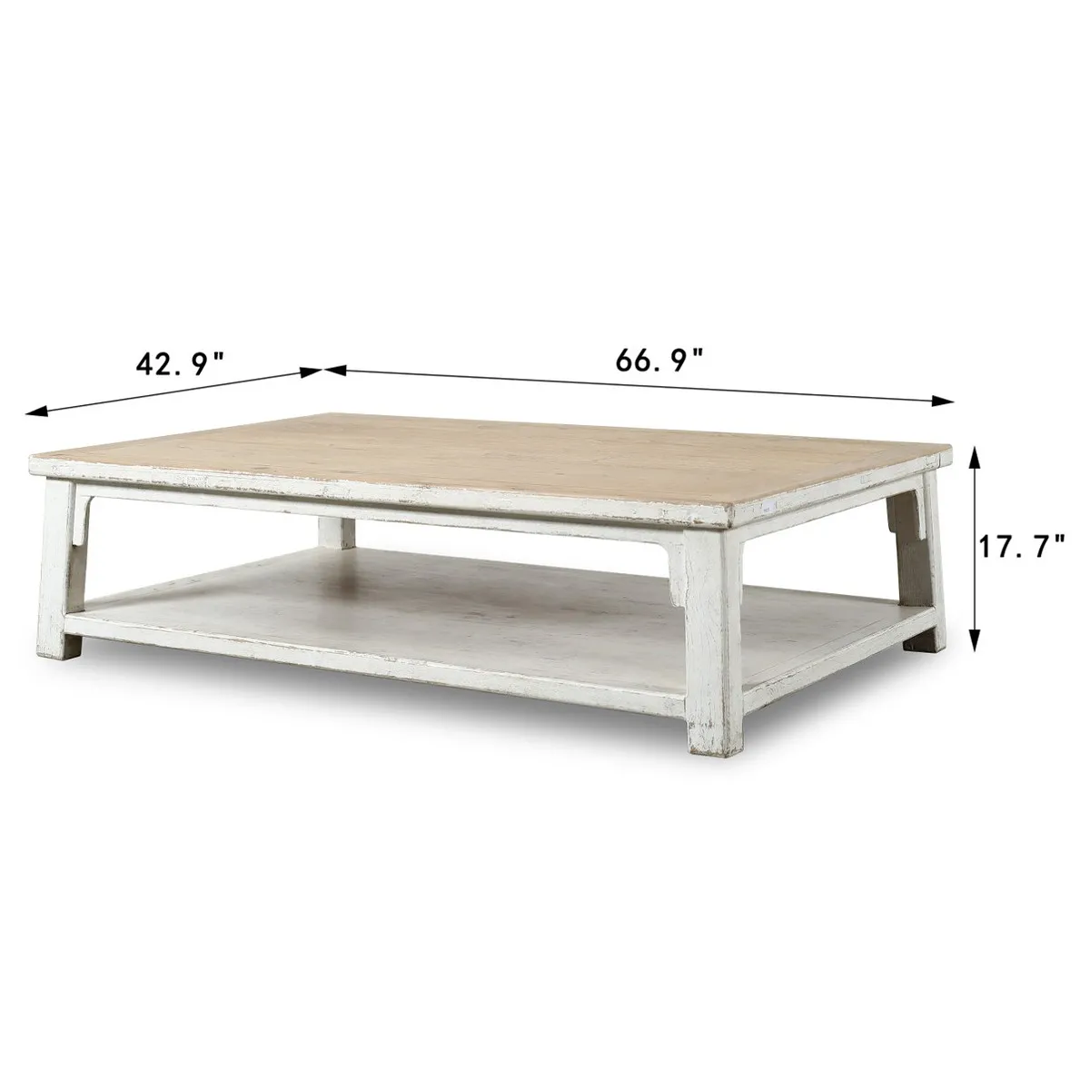 Jacinta Rectangular Coffee Table - Antique Off White, Pine