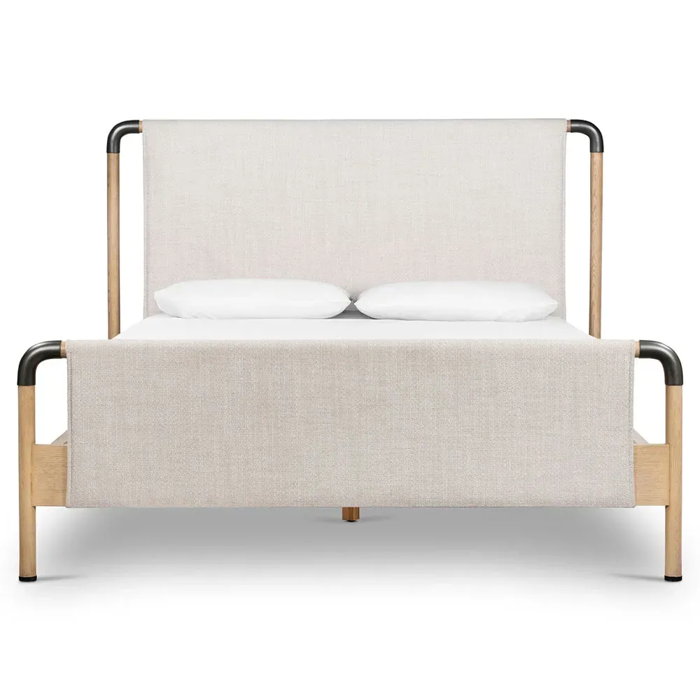 Jackson Queen Size Bed Frame - Beige, Oak