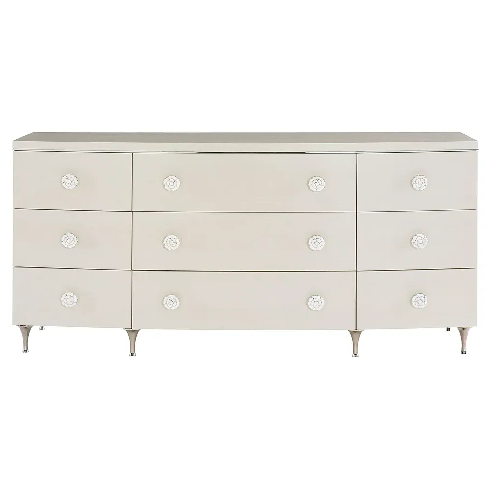 Jacob 9 Curved Drawer Dresser - Off-White, Wood