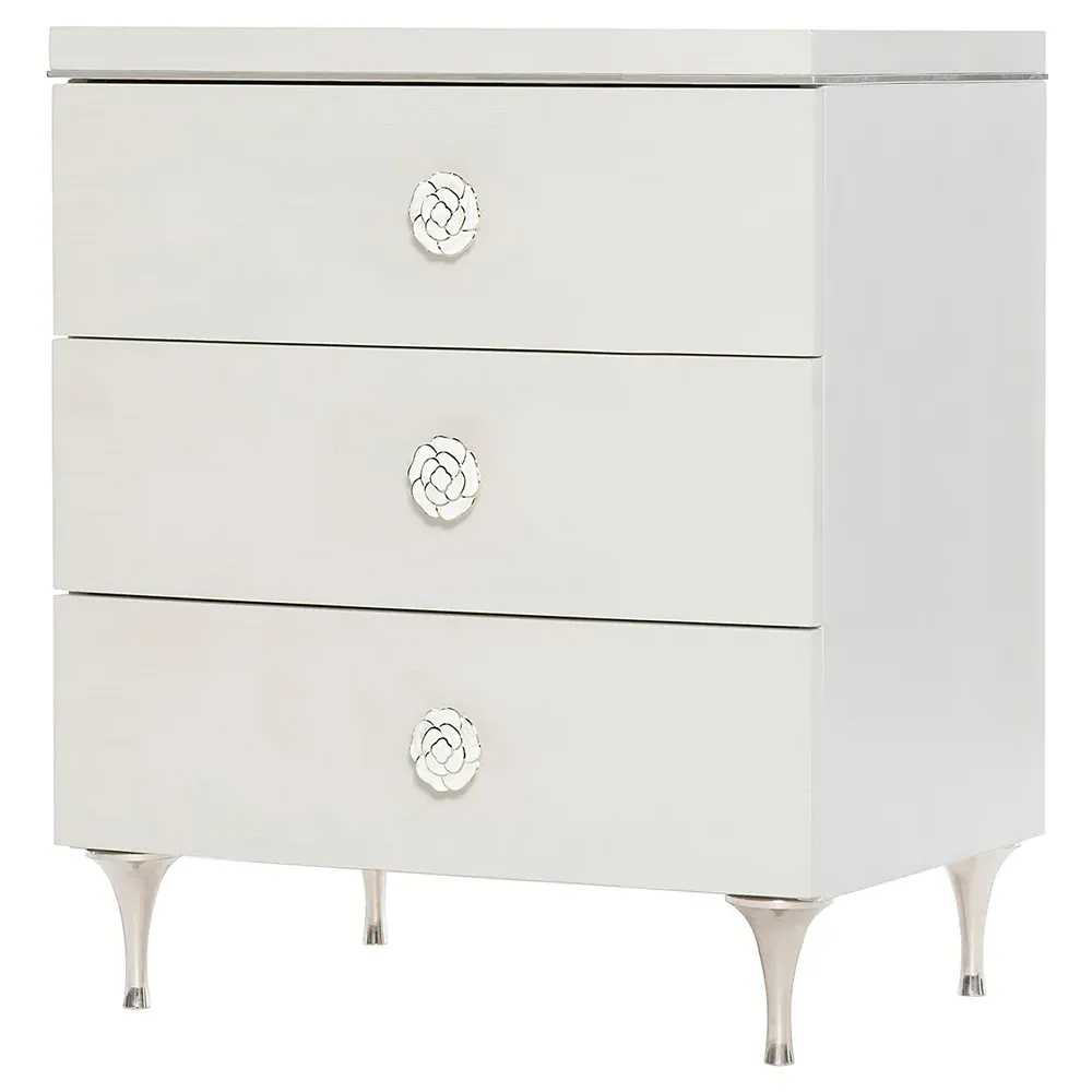 Jacob Flower Pulls Nightstand - Eggshell White, Wood