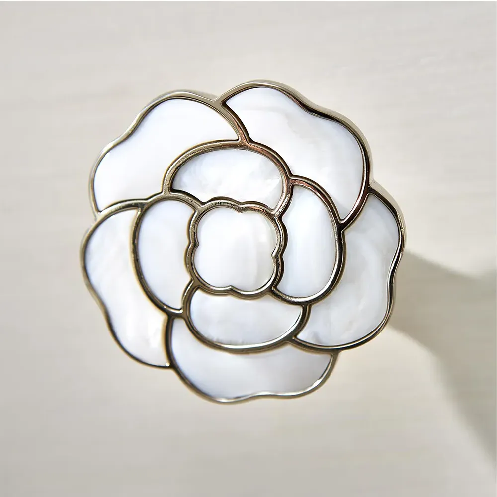 Jacob Flower Pulls Nightstand - Eggshell White, Wood