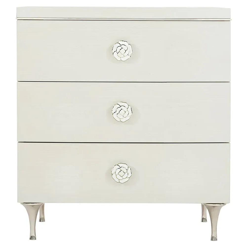 Jacob Flower Pulls Nightstand - Eggshell White, Wood image
