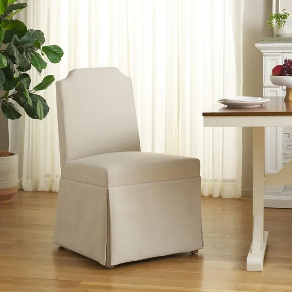Jacob Slipcovered Parsons Dining Chair Set of 2 - Beige
