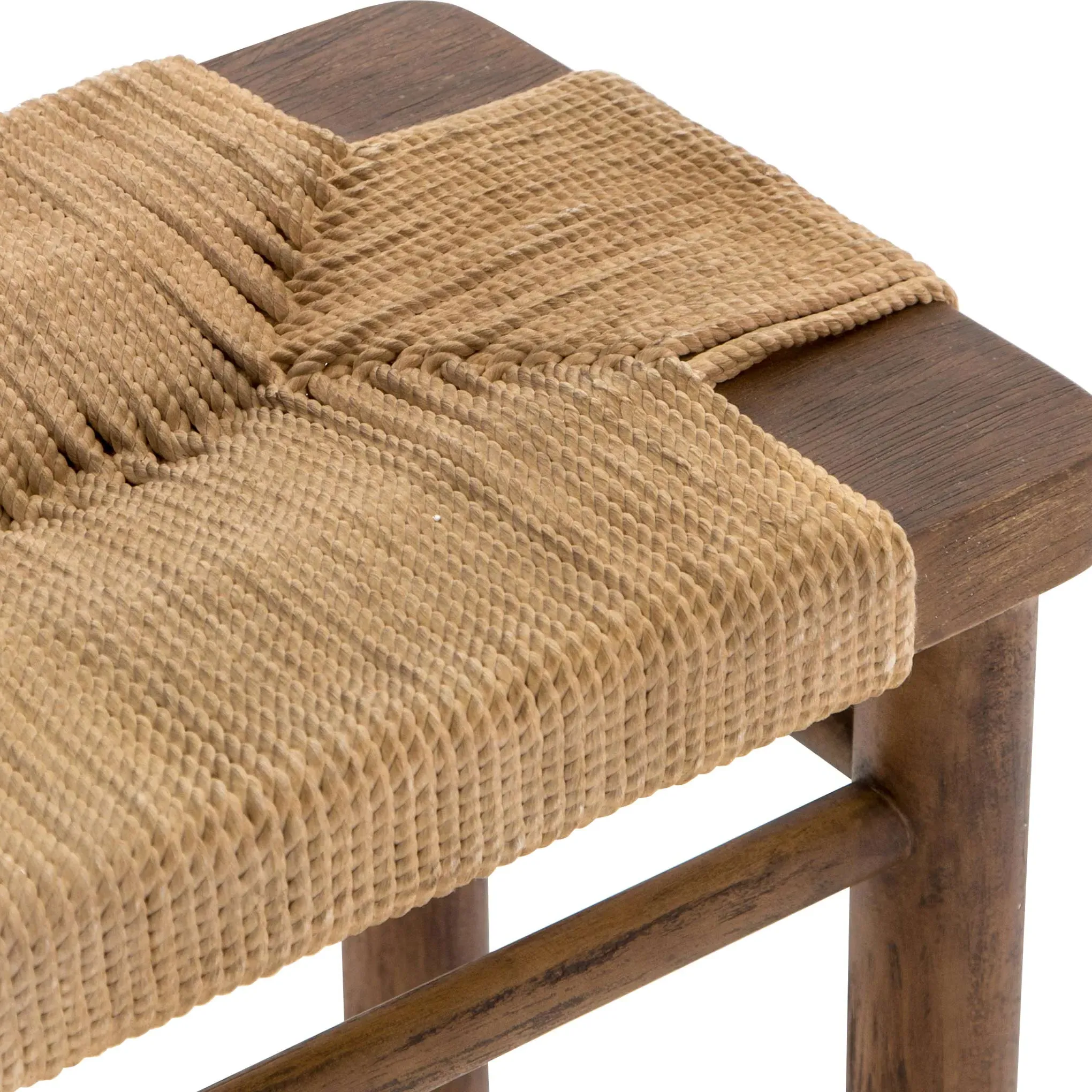 Jacob Stool with Rounded Legs - Brown, Cotton Rope