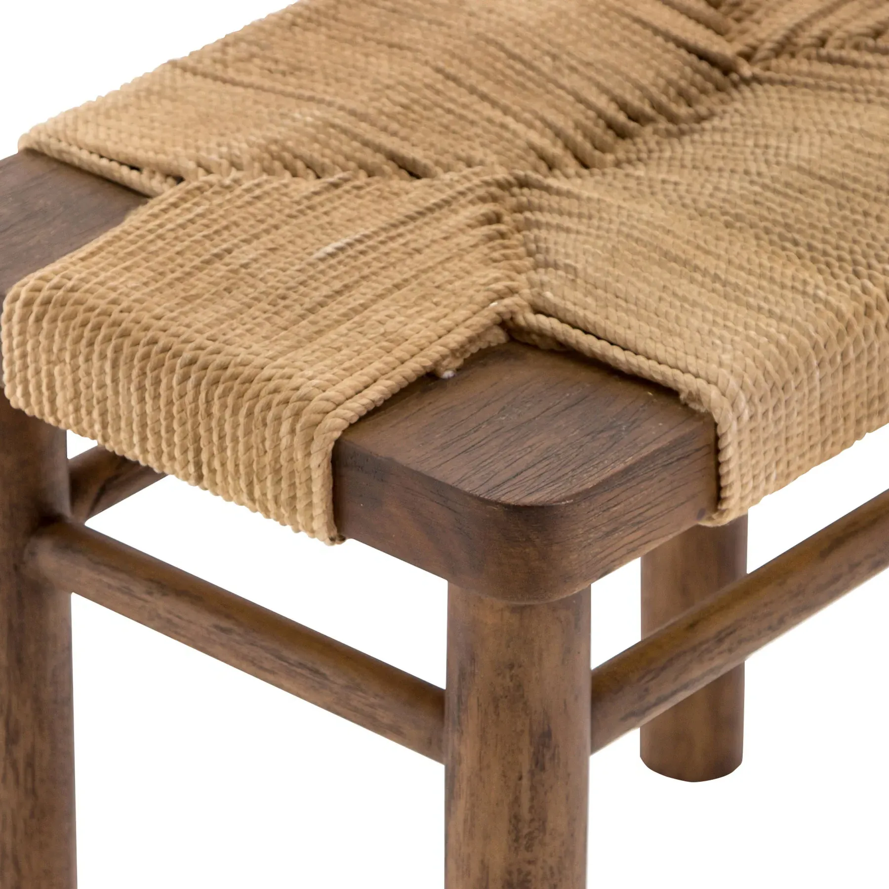 Jacob Stool with Rounded Legs - Brown, Cotton Rope