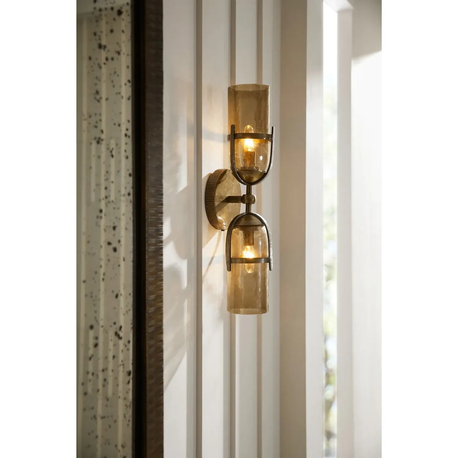 Jacobson Sconce with Smoke Glass - Antique Brass