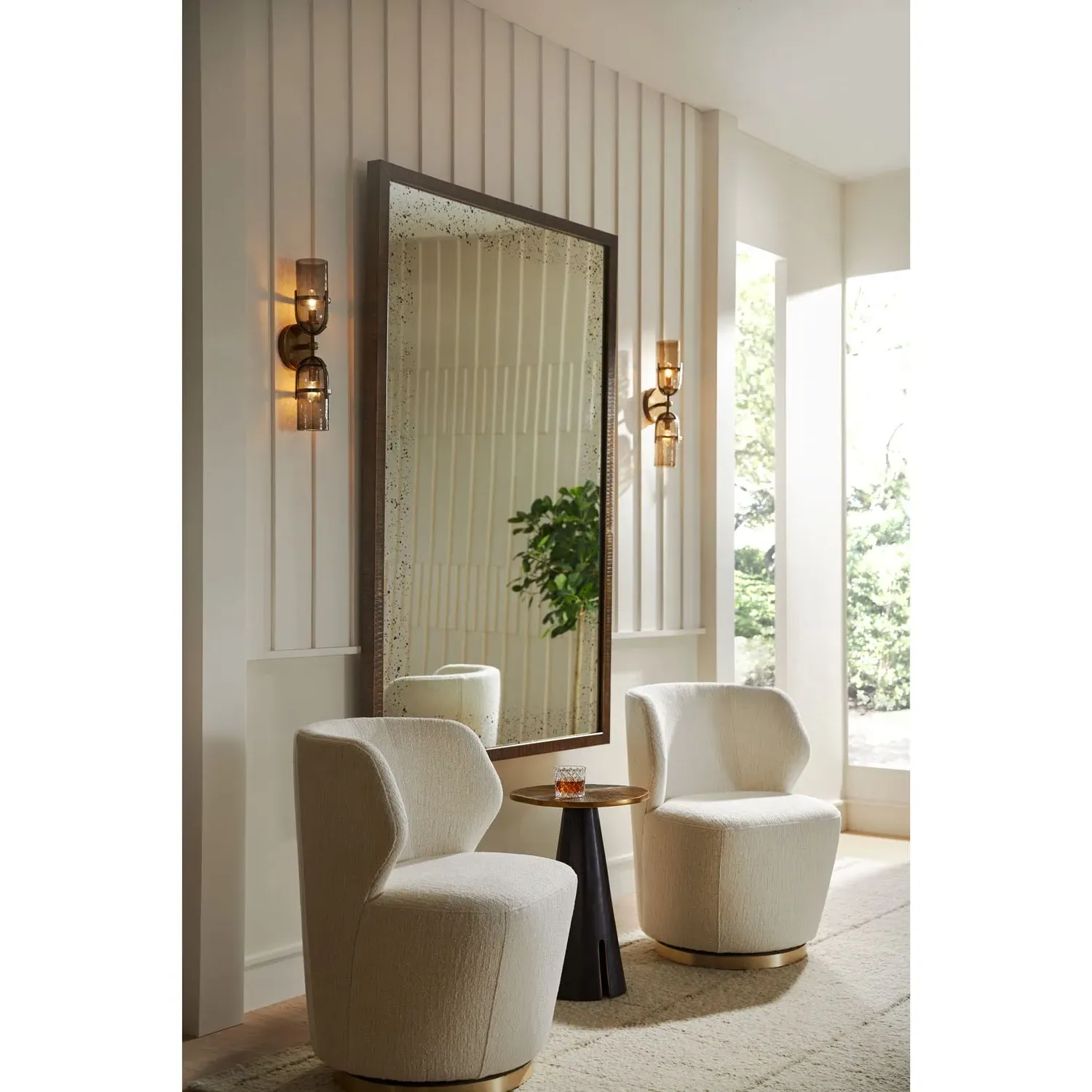 Jacobson Sconce with Smoke Glass - Antique Brass