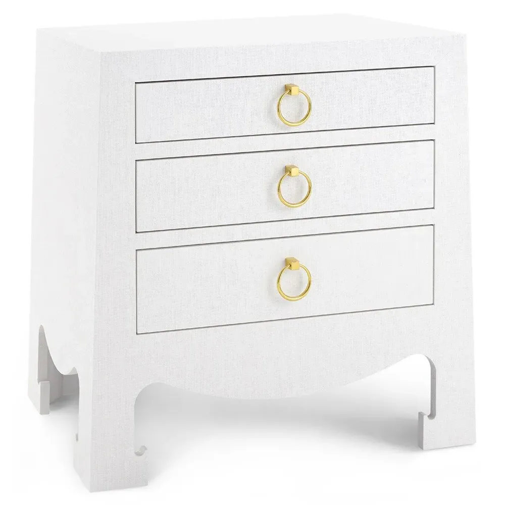 Jacqui Nightstand - White Grasscloth, MDF