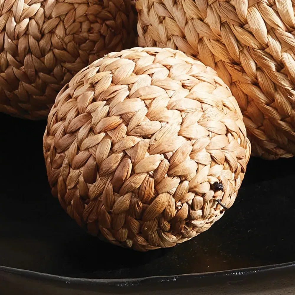 Jada 4.5" Woven Orbs Set of 3 - Natural, Water Hyacinth