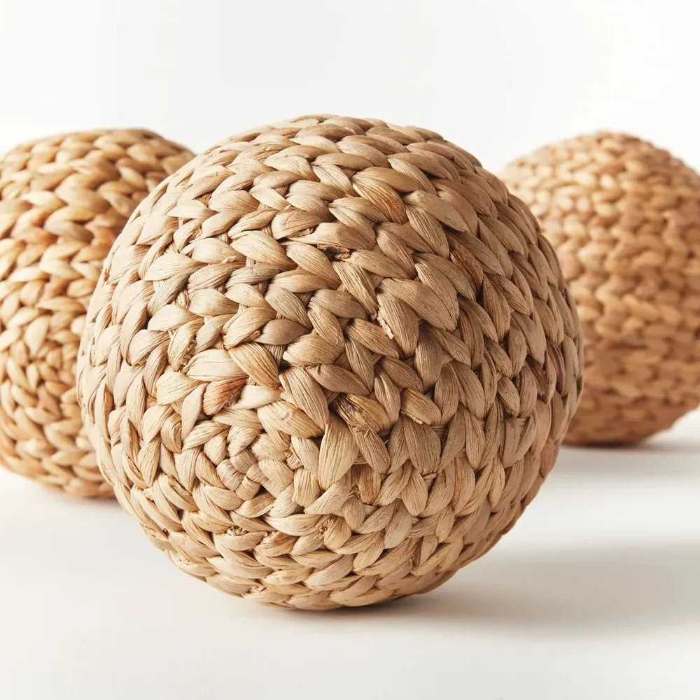 Jada 6.5" Woven Orbs Set of 3 - Natural, Water Hyacinth