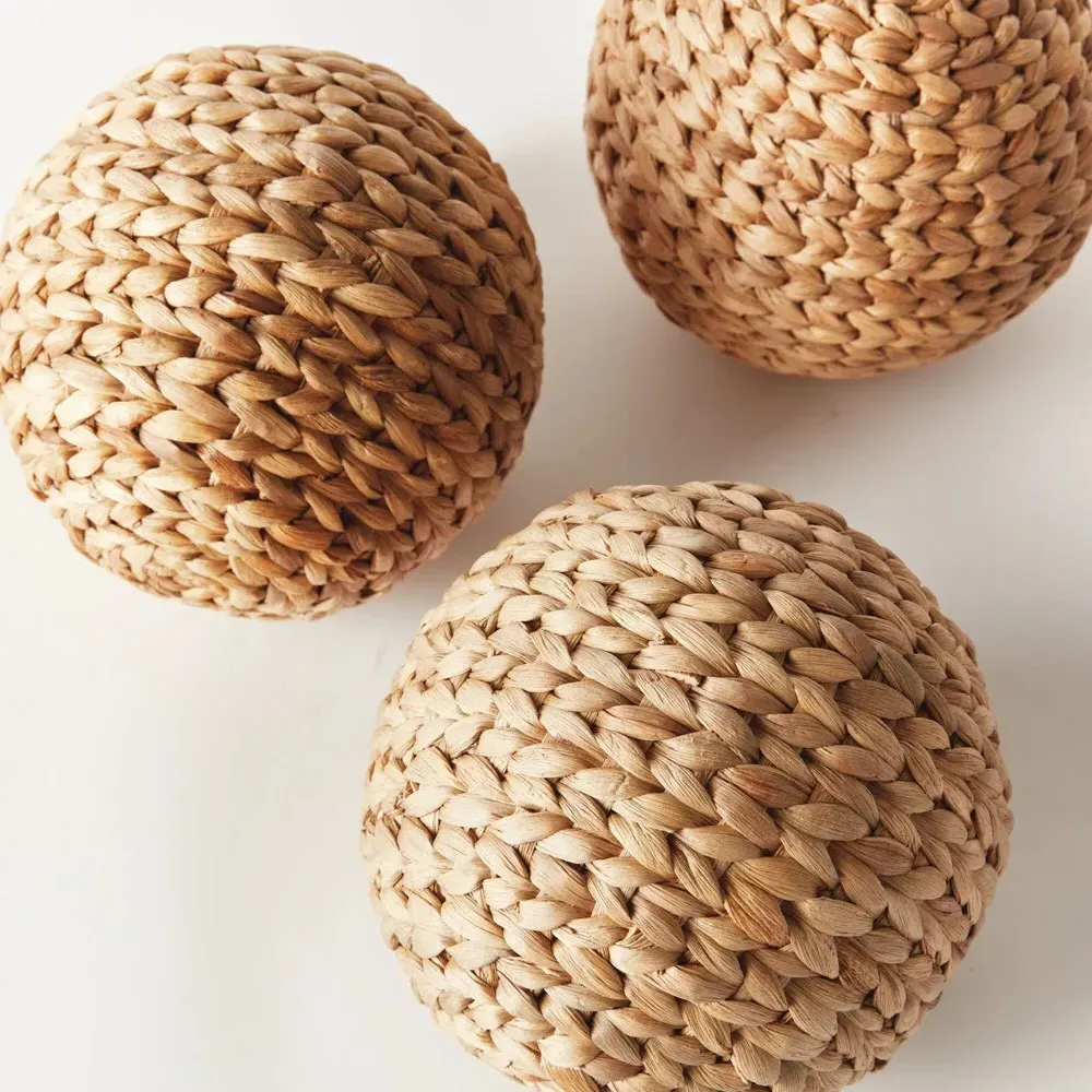 Jada 6.5" Woven Orbs Set of 3 - Natural, Water Hyacinth