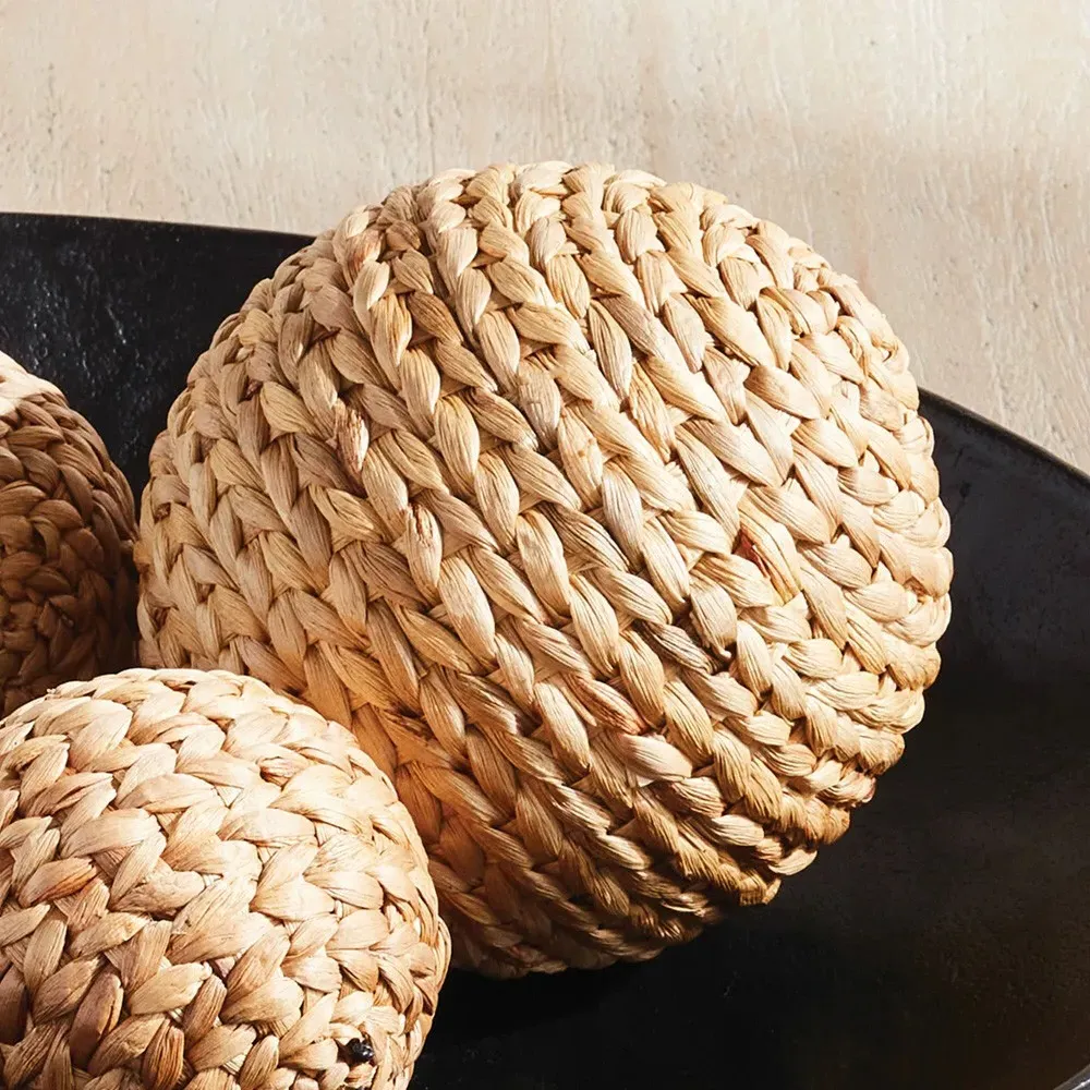 Jada 6.5" Woven Orbs Set of 3 - Natural, Water Hyacinth
