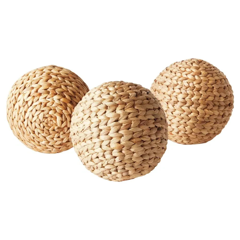 Jada 6.5" Woven Orbs Set of 3 - Natural, Water Hyacinth