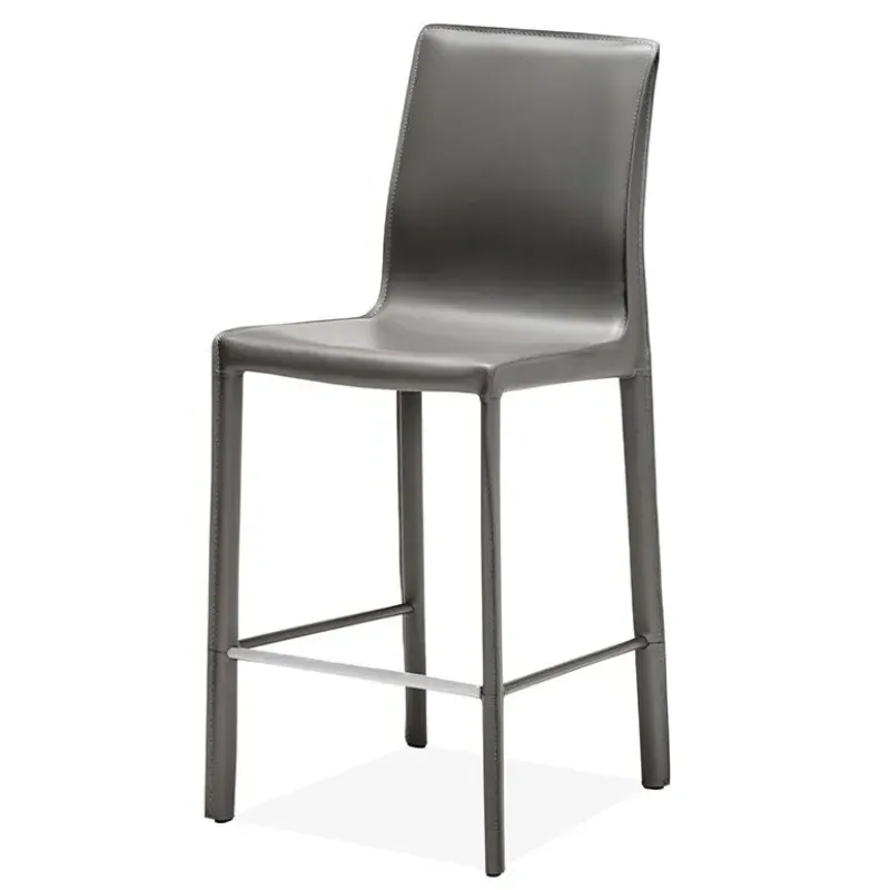 Jada Counter Stool - Grey, Leather
