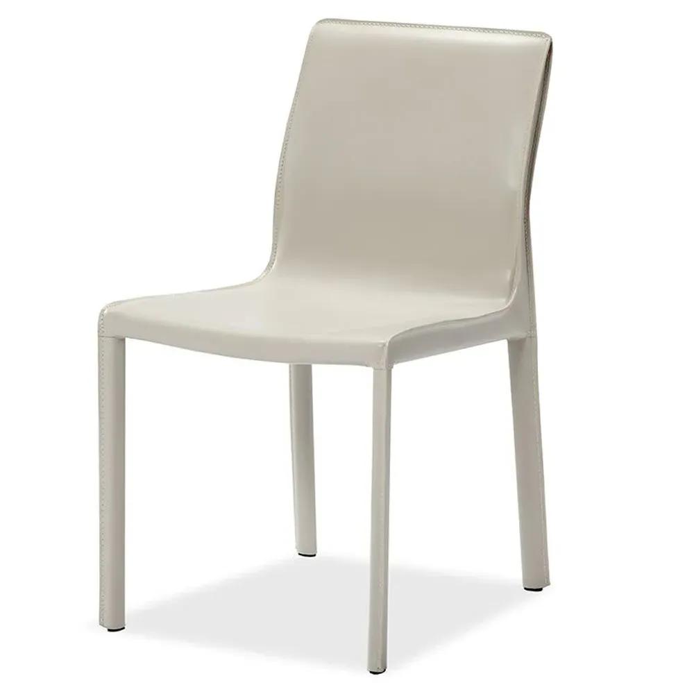 Jada Upholstered Leather Dining Side Chair - Sand Beige