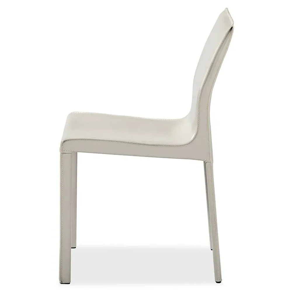 Jada Upholstered Leather Dining Side Chair - Sand Beige